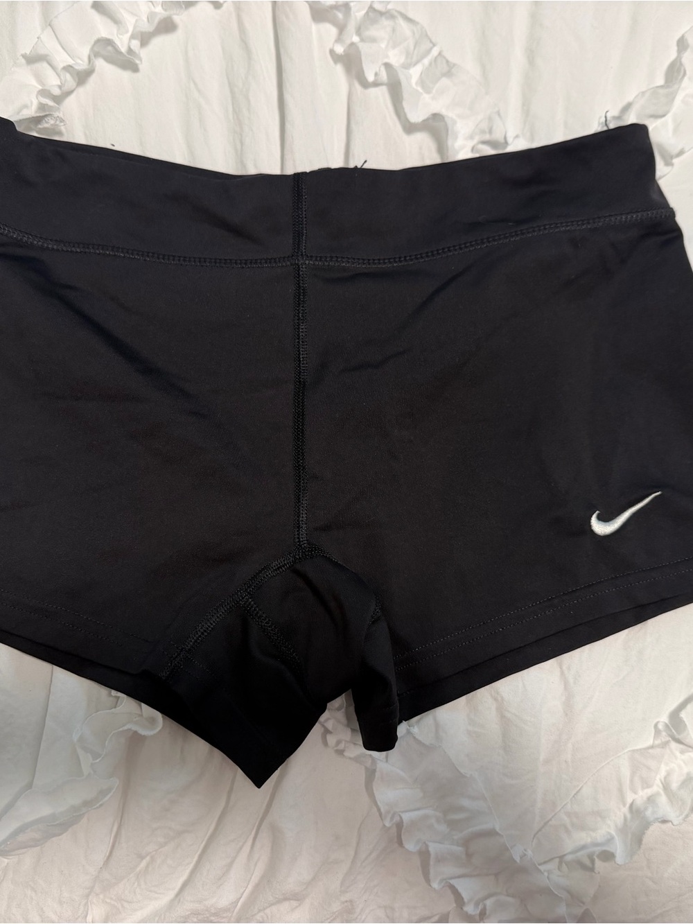 Nike Women’s Black Compression Shorts with White Swoosh M